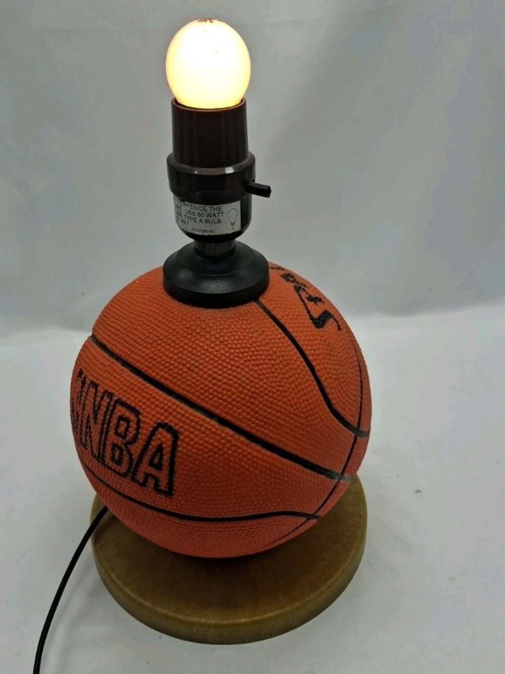 Vintage Spalding Mini NBA Basketball Lamp Works By Sportscast Without Shade